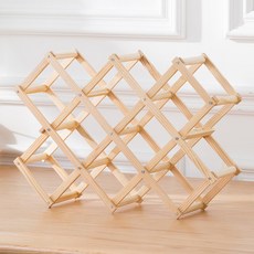 이플 접이식 무설치 나무 와인 진열대 10병용, 원목 색