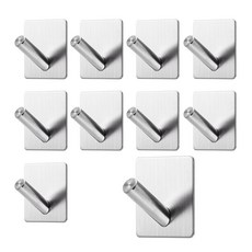 Winprice 不鏽鋼壁掛式單掛鉤 方形桿式, 銀色, 10個