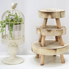 Gongganlove 年輪原木花盆底座3件組, 1套, 自然色