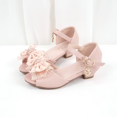 BEBEMARU 女童珍珠裝飾蕾絲高跟鞋 0031