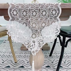 Homeflow 透視感白色蕾絲純白桌旗, 30 x 180 cm, 04