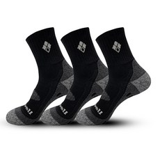 mont-bell 男款登山線條氣墊中筒登山襪 MB-S06, 3雙, 黑色