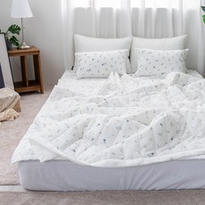 Diannehouse 雪花寶石皺褶布床罩被墊組, 藍色