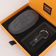 GMZ MOTORS 汽車鑰匙殼 汽車皮革智能鑰匙殼 Alcantara, 黑色, 現代 7鍵 HD07