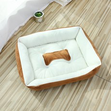 soonZAM 寵物方形骨頭造型坐墊屋, 棕色