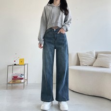 jalbba jean 女款雙褶彈力半寬版牛仔褲