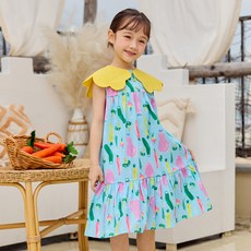 LILIPURRI 女童涼感透氣夏季大翻領洋裝