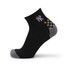 MLB 男性方形中筒雙層氣墊襪 3雙, 黑色