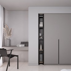 스피드랙 국내 제조 슬림형 무볼트 철제 틈새 선반, 블랙, 5단