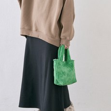 Sayaka 紗彌佳 日系小春日和純色質感燈芯絨材質肩背手提二用包, 綠色