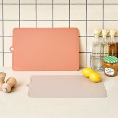 모던하우스 간편하게 쓰는 컬러 시트 도마 L 41.5 x 25.6 x 0.25 cm, 1세트, 도마 베이지 + 도마 코랄
