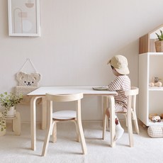 MOMS BOARD 媽咪板 幼兒 尼諾 遊戲桌 + 椅子 2入 套組, 白色