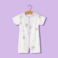 Bebeniz 嬰幼兒純棉網眼全開扣短袖連身衣