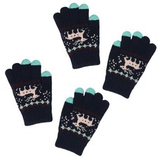 Naya Style 兒童防寒魯道夫刺繡智慧型手機觸控毛絨手套 DM-21-3 2件組