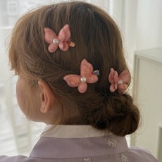 chenny bongbong 兒童五彩蝴蝶韓服髮夾 3入