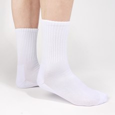 두발로 남성용 스포츠 파일 쿠션 크루 삭스 양말 5켤레, 화이트, 5개