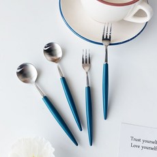 Bogen Eiffel 餐具套裝 銀海軍藍, 2p 茶匙 + 2p 茶叉, 1組