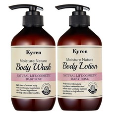 Kiren Moisture 自然沐浴露 500ml + 身體乳 玫瑰 500ml, 1套
