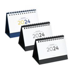 wannathis 2024 Beginning簡約迷你桌上型月曆 彩色+黑色 2入組, 01黑色，02彩色, 1組