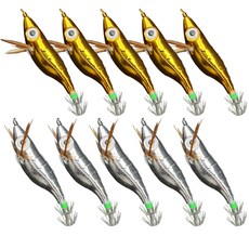 鍍鉻大眼EGI路亞 A型 2種 x 5組, 金銅, 銀銅, 5個