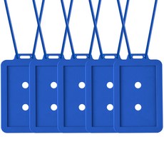 FLaiTO 矽膠員工證卡套 5入 + 掛繩 5入 套組, 藍色(卡套), 藍色(掛繩), 1套