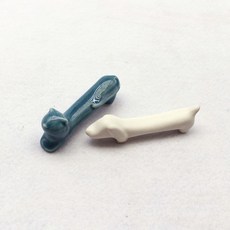 Dalsogeum 韓國製手工陶瓷貓狗筷架 狗狗 + 貓咪組合, 奶油白霧面(狗狗), 孔雀色亮面(貓咪), 1套