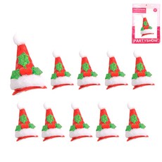 PARTYSHOW 聖誕尖帽髮夾, 紅色, 10個
