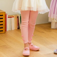 Lala Amang 女童款蝴蝶結羅紋滾邊內搭褲