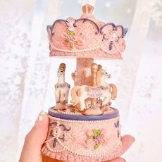 Bondesignlab旋轉木馬桃子音樂盒 NO LED, 粉色的