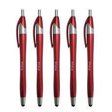 아이엔픽 스마트폰 태블리핏 터치펜 겸용 볼펜, 레드, 5개