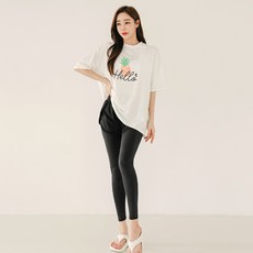 TUBE TREE 女款鳳梨印花寬鬆短袖防曬衣+假兩件式防曬褲 BE7205PL