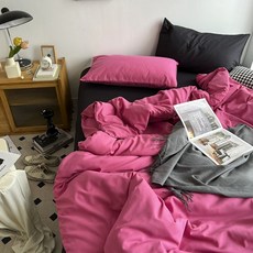 데이소이 클래식 무지 침대 이불 커버, 06 라즈베리