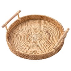 PICKYPICKS 藤編圓形托盤, 1個, 棕色
