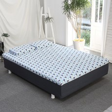 泡棉地板墊型乳膠床墊+床墊套 歐洲型, 5cm, 藍色