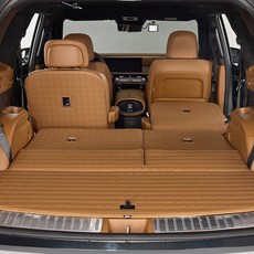 3WECOLINER 皮革第二排椅背 + 第三排椅背 + 後車廂墊套組, 棕色, Palisade LX3 7人座 2025.1~ (自動折疊)