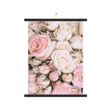 Mabel In Home 室內裝飾木質掛軸 + 玫瑰C圖案海報組, 黑色