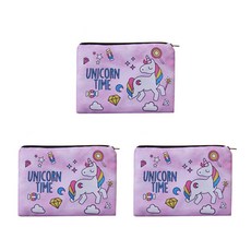 夢幻獨角獸時間方形多功能化妝包 3入