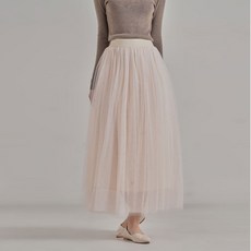 Gembling A字型女神鬆緊帶長版蓬鬆雪紡紗裙