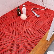 미끄럼 방지 욕실 바닥 매트 2p, 레드, 2개