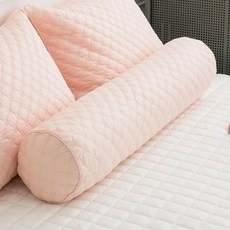 Inyx 100%純棉長圓筒絎縫身體抱枕套 含枕芯, 粉紅色