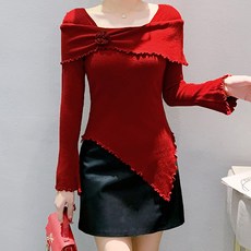 포플러앤씨 여성용 비핏트 스퀘어넥 니트 P24WKN101029