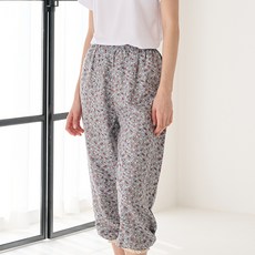 테라우드 여성용 던플라워 프릴 밴딩 9부 파자마 바지