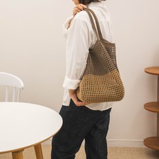 Yarna Olio 海灘雙色包 DIY套組, 1套, 704 沙米色 + 716 牛奶可可, 隨機出貨(鉤針)