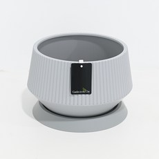 Garden in the City 現代室內設計條紋圓形蘭花盆 2015 含底盤套組, 灰色, 1套