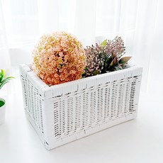 Rattan Shop 高級款 藤製長方形藤編籃 J087W, 白色, 1個