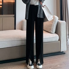 구디프 여성용 슬릿 포인트 와이드 코듀로이 팬츠 숏