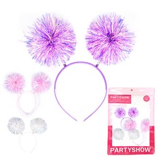 PARTYSHOW 彩球髮箍 3入, 1套, 白色, 粉色, 薰衣草