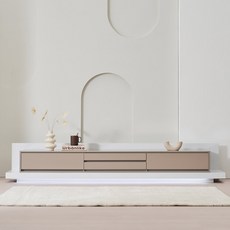 데코퍼니쳐 레이즈 거실 수납장 4단 2300 방문설치, 오크 화이트