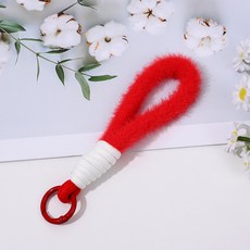 소리달 퍼포 매듭 로프 가방 키링, 레드, 1개