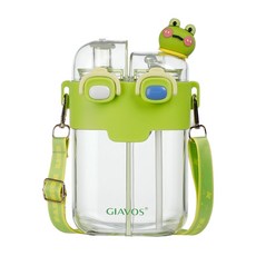 GIAVOS 萌仔分倉雙飲彈蓋水壺, 780ml, 1個, 綠色
